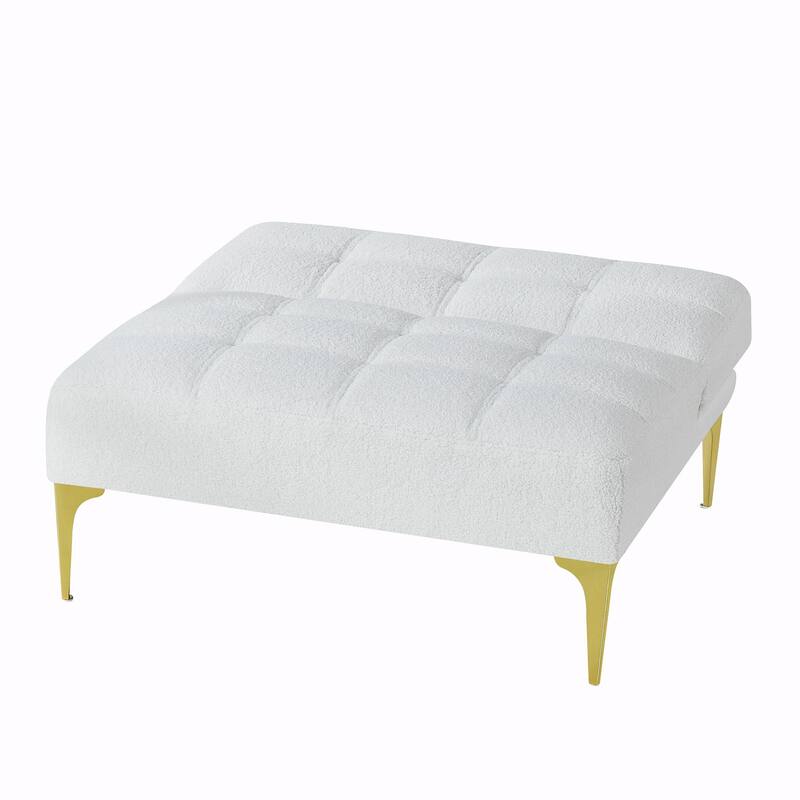 Convertible Sofa Bed Futon with Gold Metal Legs in Teddy Fabric