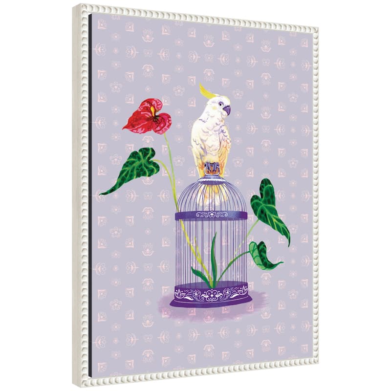 Kate and Laurel Cockatoo and Anthuriums by Lucia Gianello Framed Canvas Wall Art Print - 18 x 24