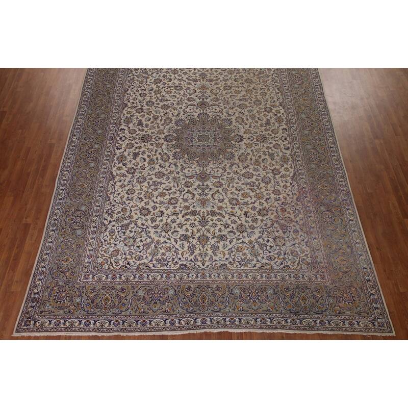 Traditional Kashan Persian Vintage Rug Bedroom Handmade Wool Carpet - 9'9" x 13'5"