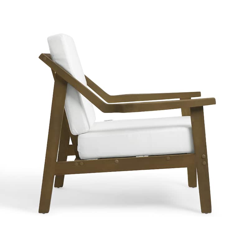 Set of 2 Outdoor Teak Wood Patio Chair with Cushion