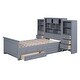 preview thumbnail 8 of 12, Twin Size Platformbed w/ Vertical All-in-One Cabinet & 4 Drawers, Wooden Bedroom Bedfram, No Spring Box Required, Gray