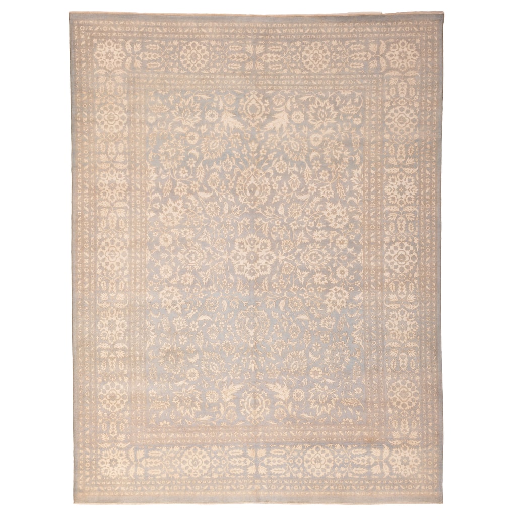 ECARPETGALLERY Hand-knotted Peshawar Oushak Blue Viscose, Wool Rug - 9'0 x 11'10