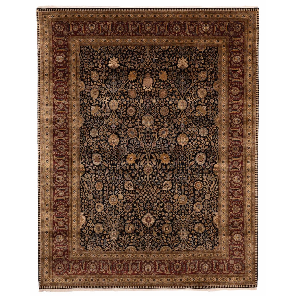 ECARPETGALLERY Hand-knotted Mirzapur Black, Dark Red Wool Rug - 7'8 x 9'9