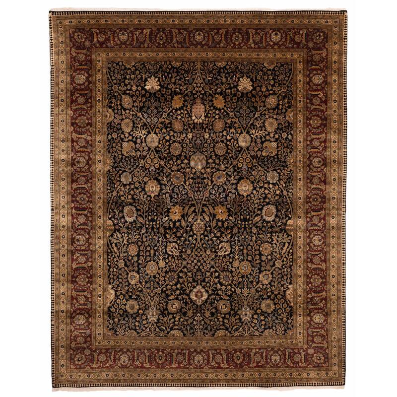 ECARPETGALLERY Hand-knotted Mirzapur Black, Dark Red Wool Rug - 7'8 x 9'9