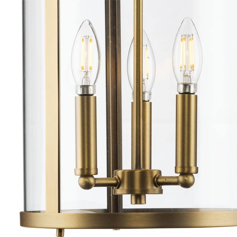 Gilliam Collection Three-Light Vintage Brass New Traditional Hall & Foyer - 10 in x 10 in x 20.75 in