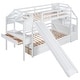 preview thumbnail 5 of 10, Twin over Twin Bunk Bed with Storage Staircase, Slide, and Multifunctional Desk with Drawers and Shelves
