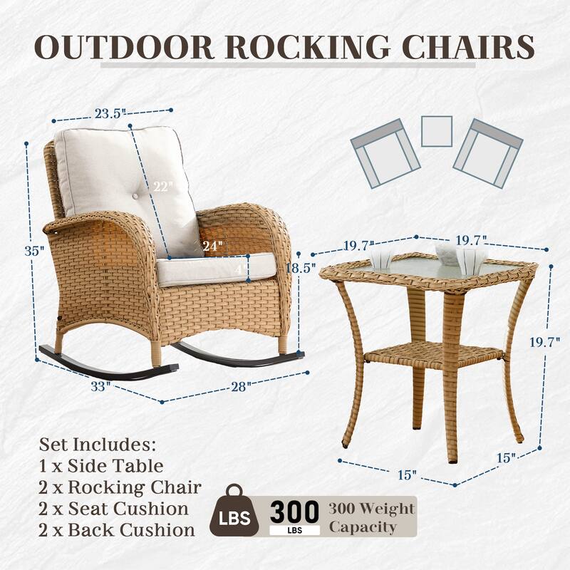 Outdoor Rocking Chair Table with Loveseat