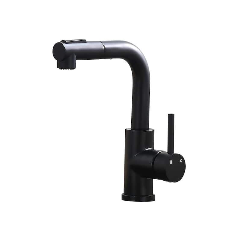 Single-handle Bathroom Pull Out Sink Faucet in Brushed Nickel / Matte Black
