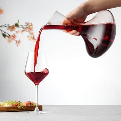 JoyJolt Lancia Hand Blown Non-Leaded Crystal Wine Decanter, 54 Ounce Red Wine Carafe