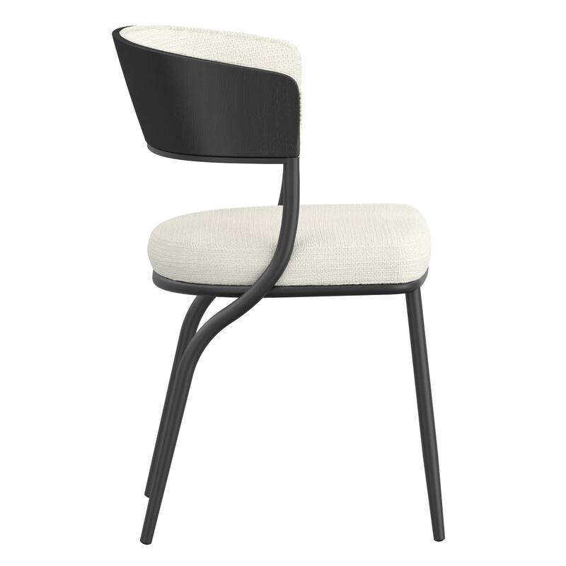 Modern Performance Fabric & Bentwood & Metal Dining Chair, Set of 4 - Dark Beige & Black