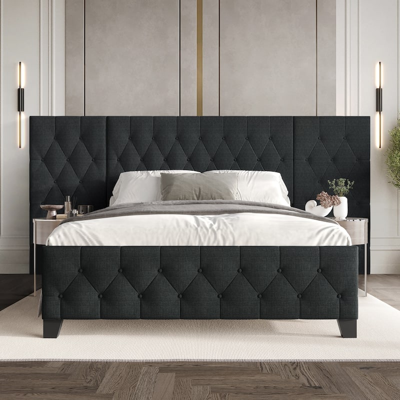 CraftPorch Modern Button Tufted Diamond Bed