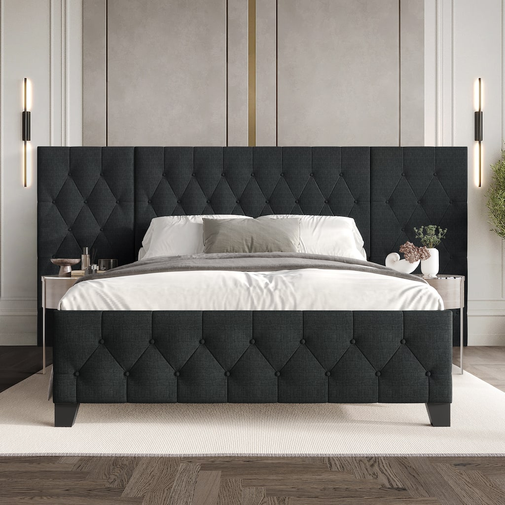 CraftPorch Modern Button Tufted Diamond Bed