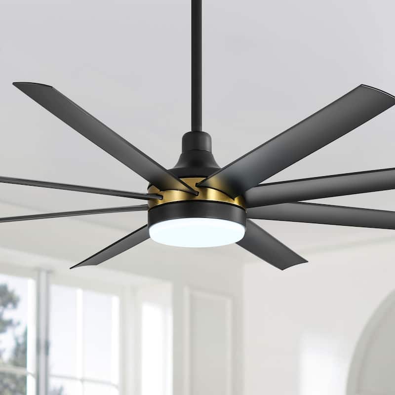 65 Inch Black Large Ceiling Fan with Light Remote(8-Blade)