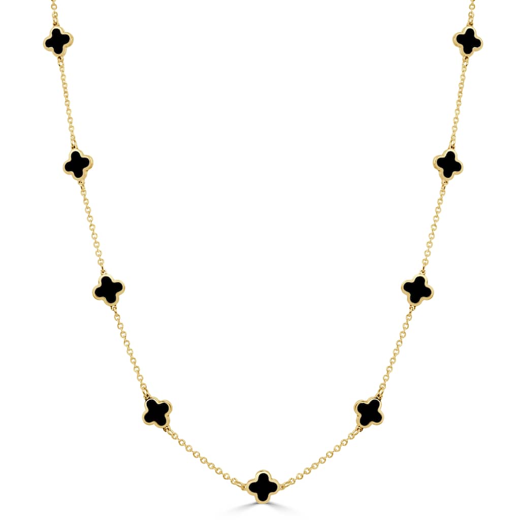 Italian Gold 14k Gold Yellow Gold X-Small Clover Station Necklace