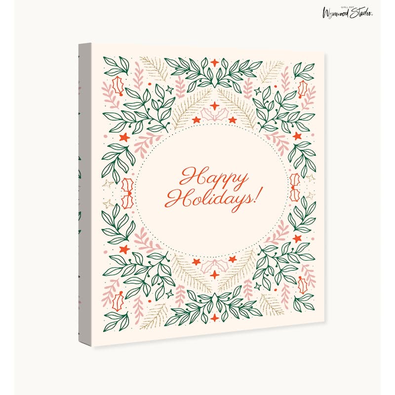 Wynwood Studio Canvas Holiday and Seasonal Happy Holidays Decor Glitter Red Modern & Contemporary Wall Art Canvas Print