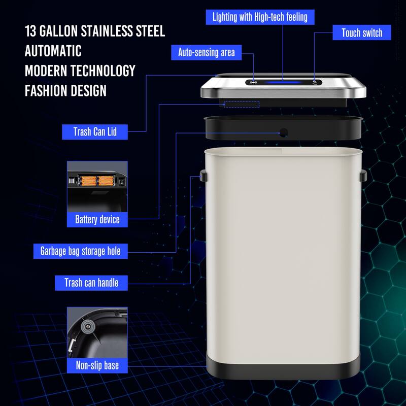 50L Kitchen Smart Automatic Trash Cans with Full Intelligent Sensor