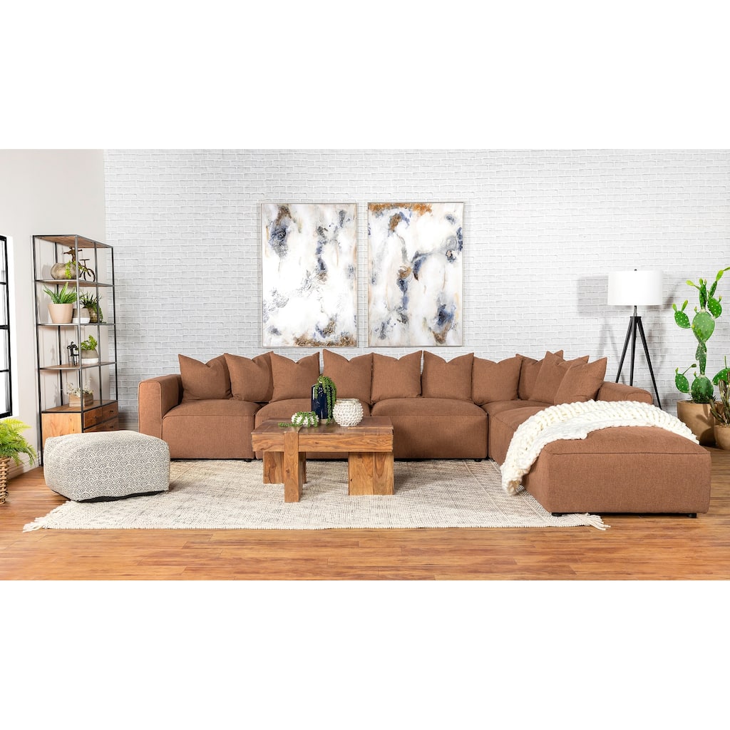 Colleen Terracotta 6-piece Upholstered Tight Seat Modular Sectional