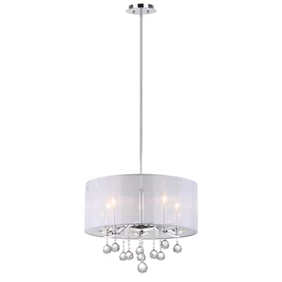 SAFAVIEH Lighting Etude Adjustable 5-light Chrome Pendant - 20" W x 20" D x 19 - 55" H