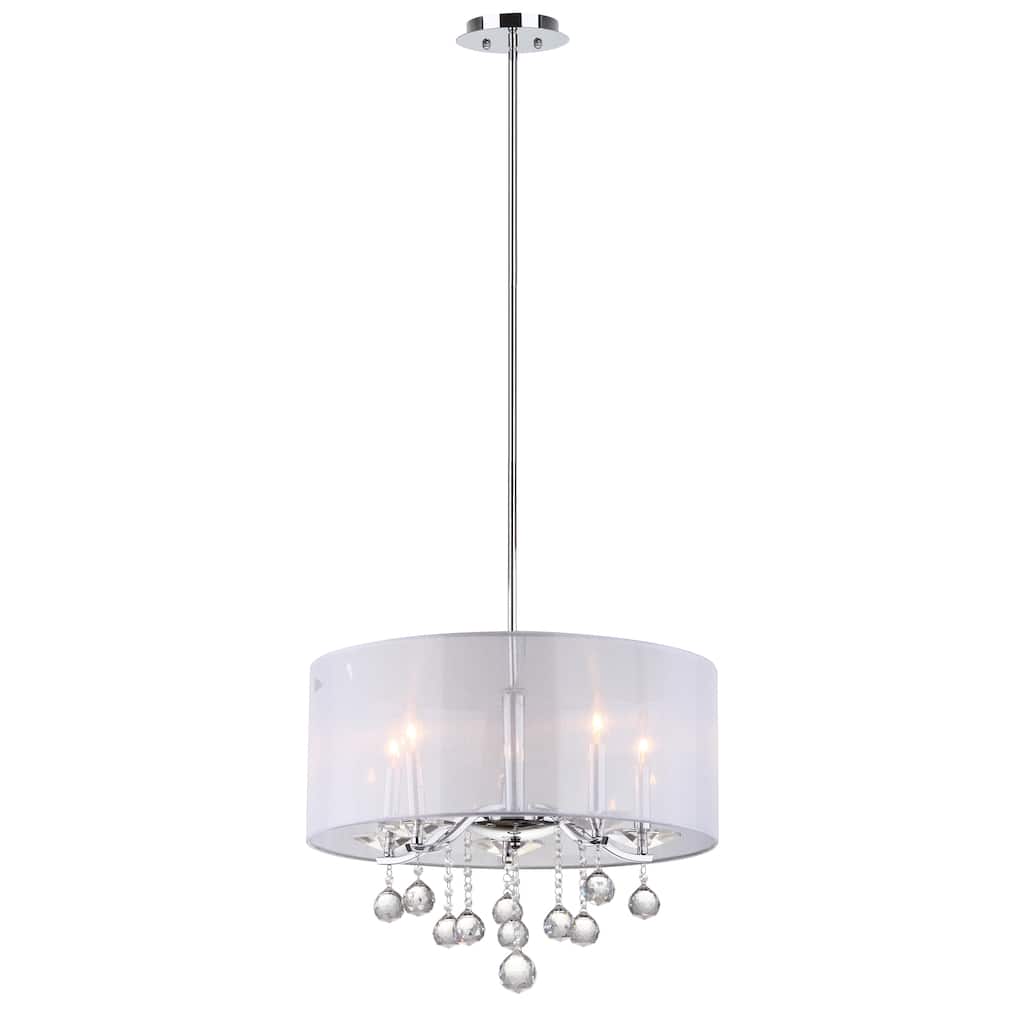 SAFAVIEH Lighting Kyra Adjustable 5-Light Chrome Pendant - 20" W x 20" D x 19 - 55" H - 20Wx20Dx55H