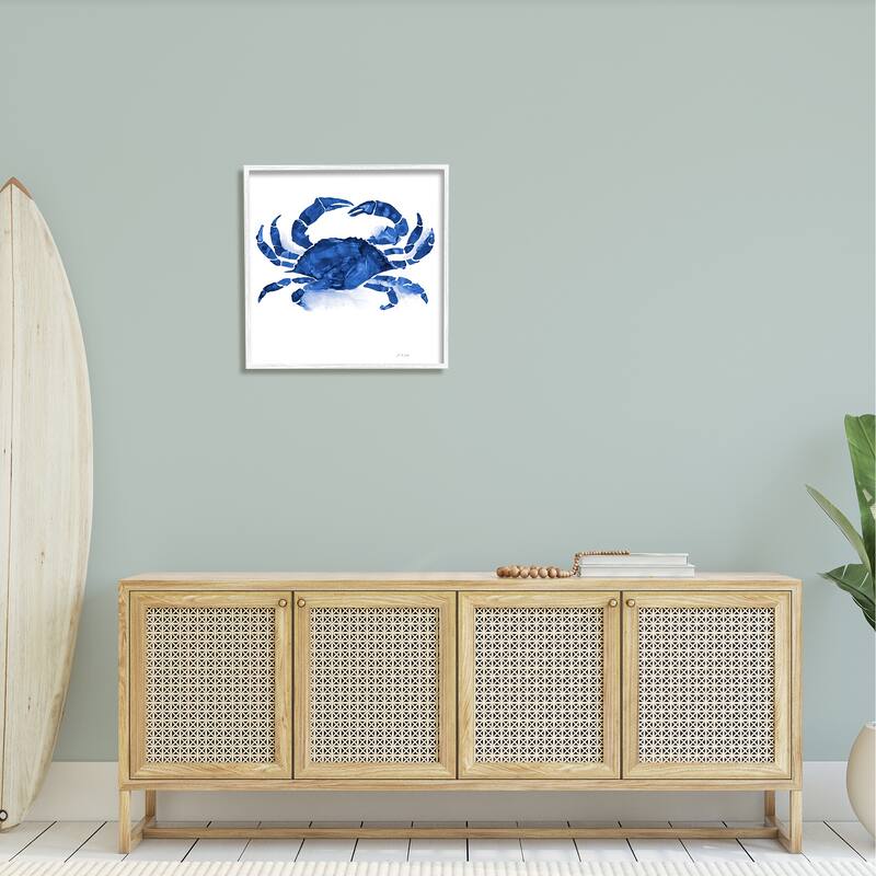 Stupell Detailed Crab Wildlife Blue Ocean Sea Life Framed Wall Art, Design by Patti Mann