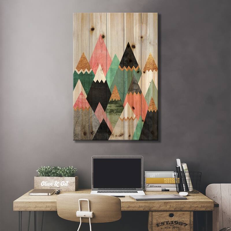 Pretty Mountains Print On Wood by Elisabeth Fredriksson - Multi-Color
