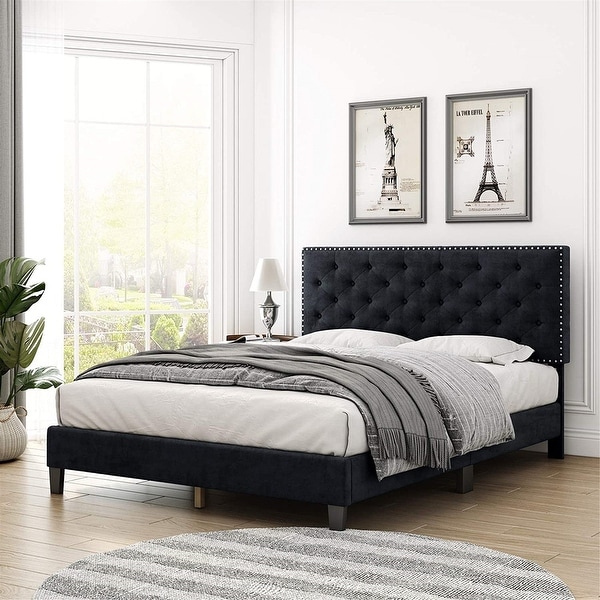 Queen Bed Frame with Headboard, Heavy Duty Bed Frame with Wood Slat