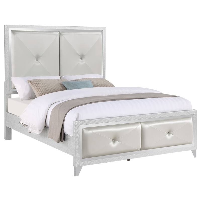 Larue Contemporary Leatherette Wood Panel Bed Silver