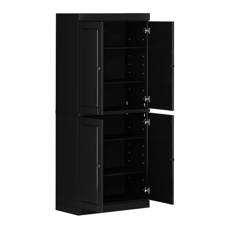 Palace Imports 100% Solid Wood Pantry Cabinet with Frosted, Clear Glass or Solid Doors and Adjustable Shelves