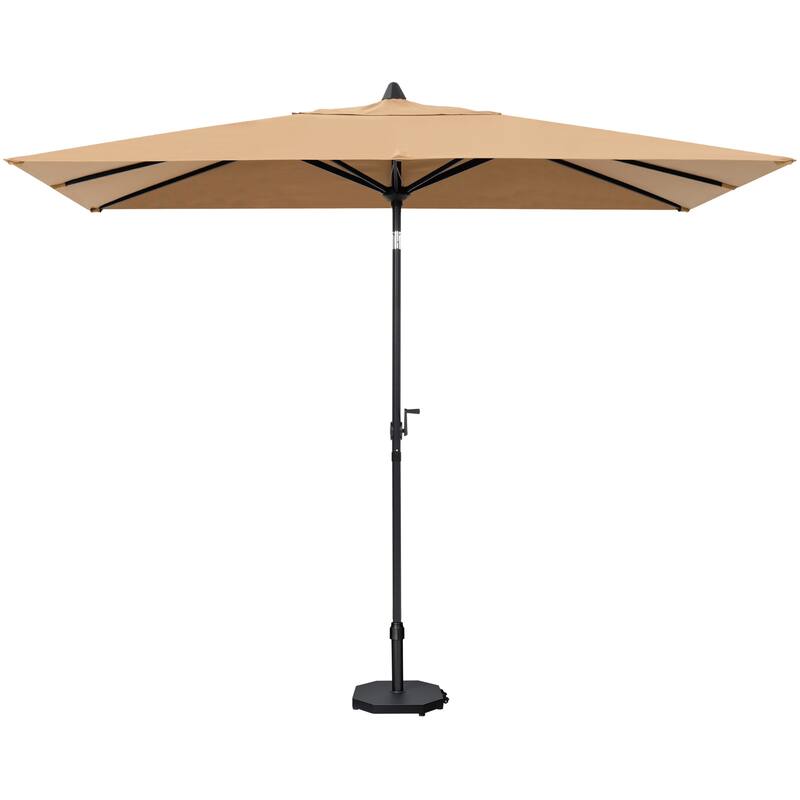 9 x 5 FT Outdoor Patio Rectangular Market Umbrella and Base Stand with Wheels