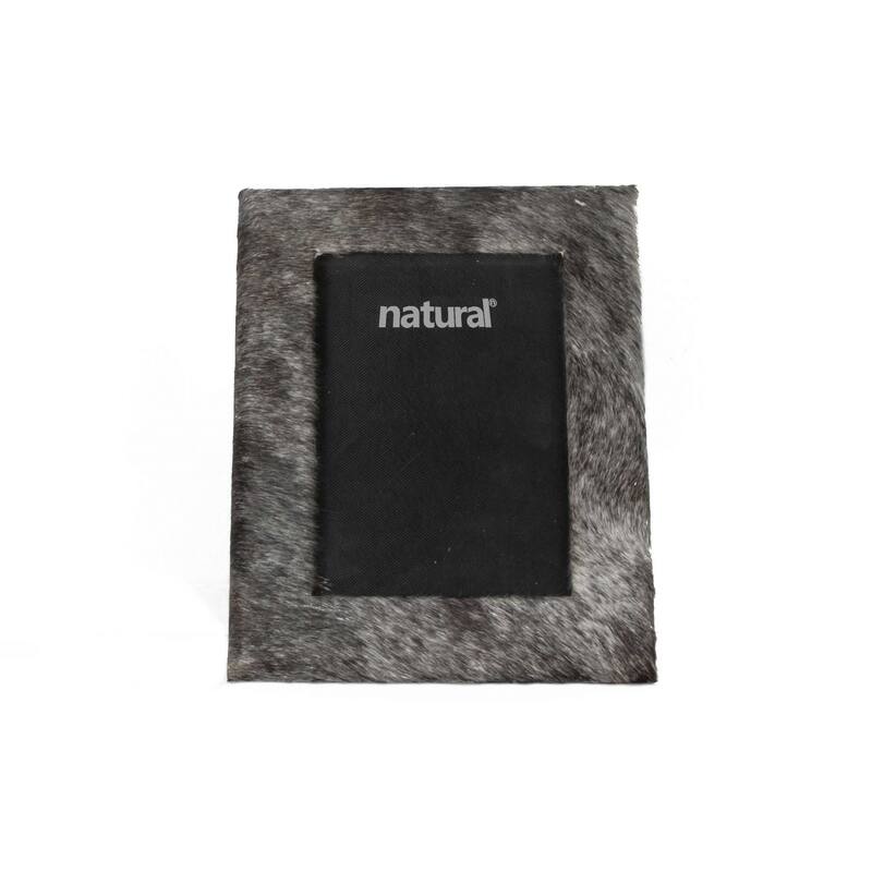 HomeRoots 4" x 6" Gray Cowhide Tabletop Picture Frame