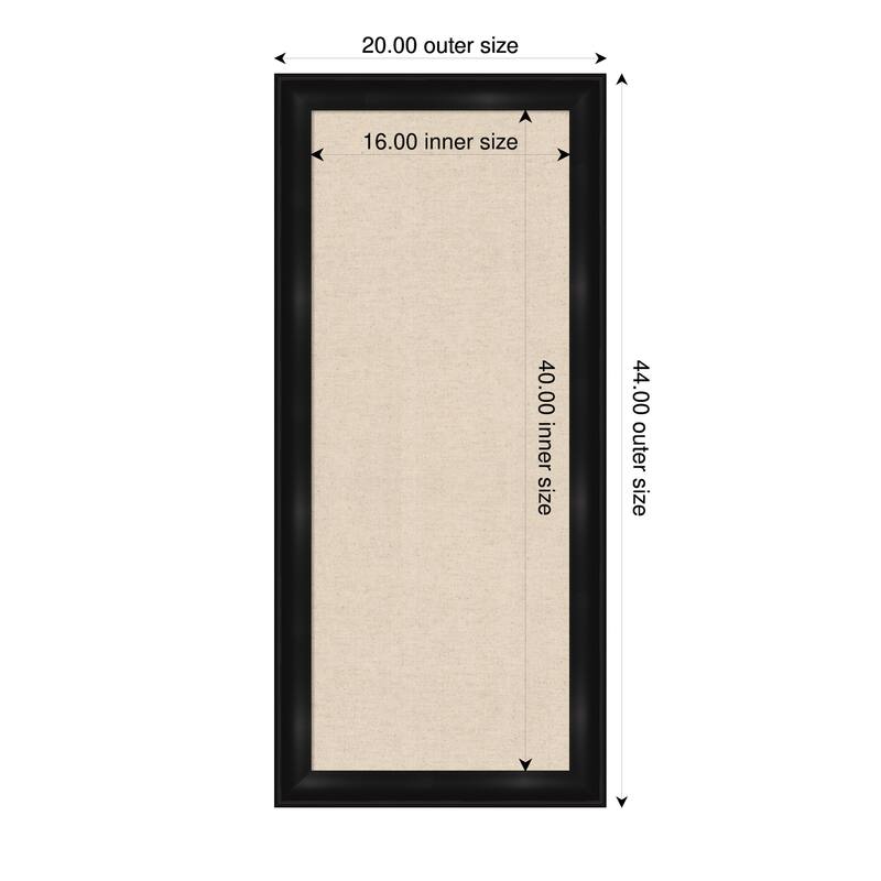 Amanti Art Framed Fabric Pinboard Natural Linen Printed Bulletin Board - Board Size 16 x 40 - Grand Black Narrow
