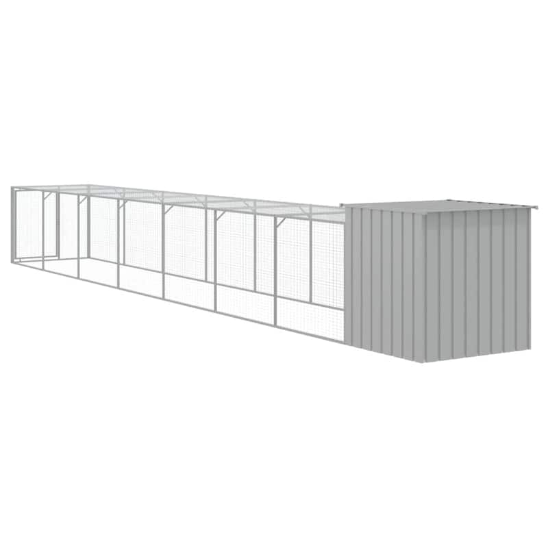 vidaXL Chicken Cage with Run Light Gray/Anthracite multisize Galvanized Steel