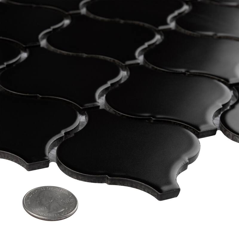 Merola Tile Metro Lantern Matte Black 9-1/2" x 10-3/4" Porcelain Mosaic Floor and Wall Tile