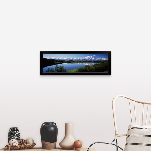 Denali Reflection Mount McKinley Alaska Photo Wall Picture Black Framed 