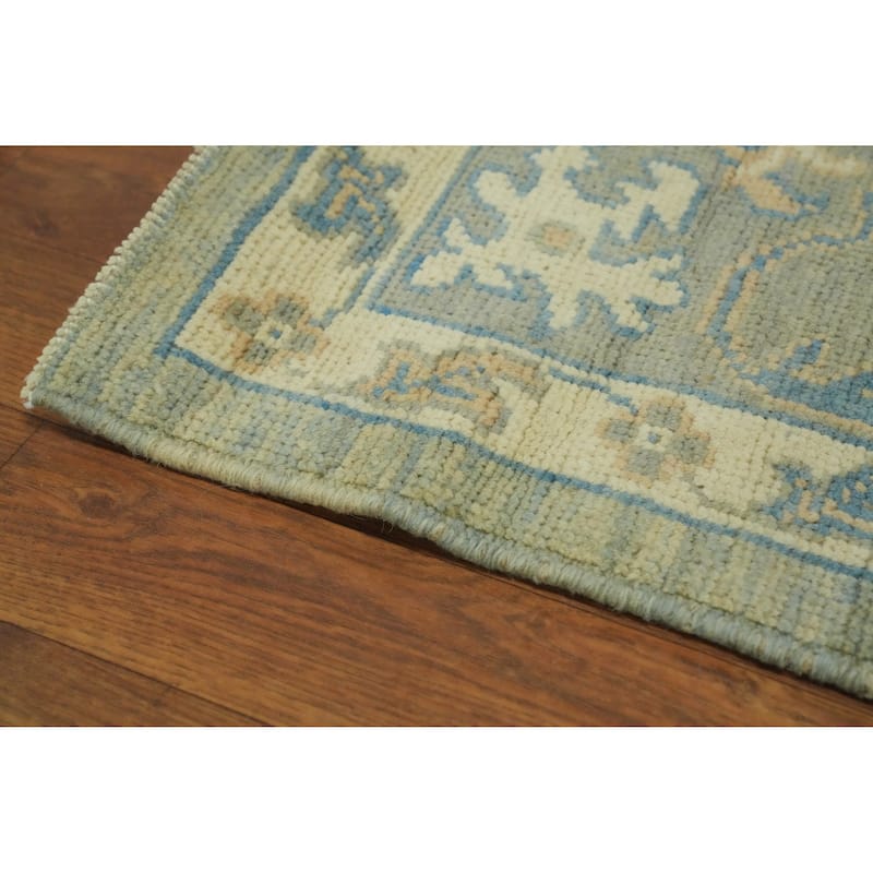 Vegetable Dye Wool Oushak Turkish Area Rug, Floral Geometric Carpet - 10' 0'' X 8' 3''