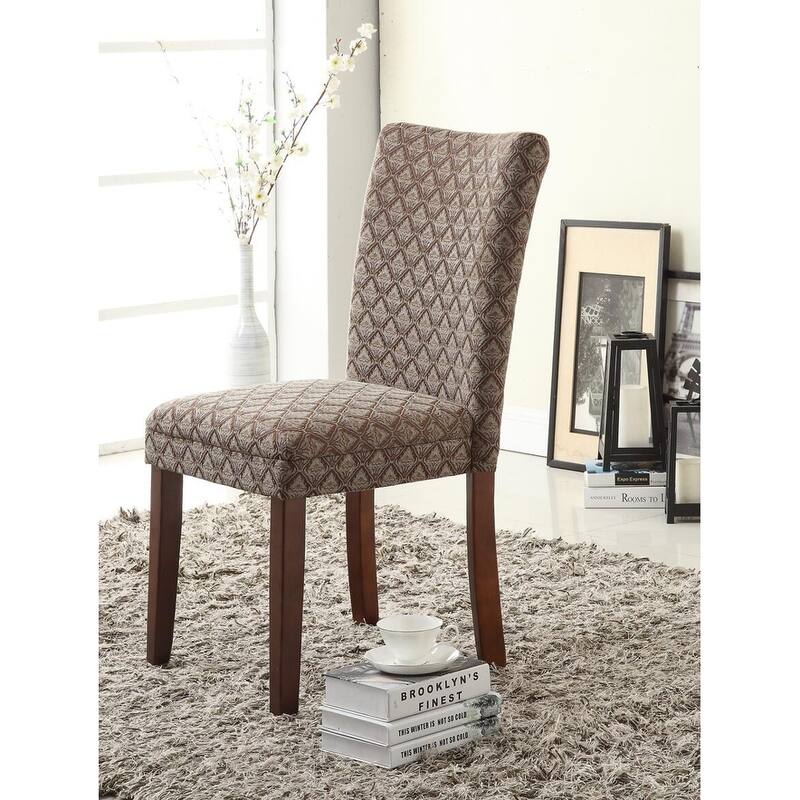 HomePop Modern Parson Blue/ Chocolate Damask Diamo - N/A