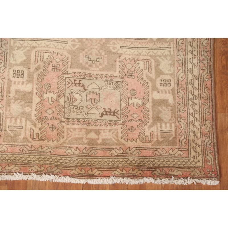 All-Over Ardebil Persian Vintage Runner Rug Handmade Wool Carpet - 3'10"x 10'3"
