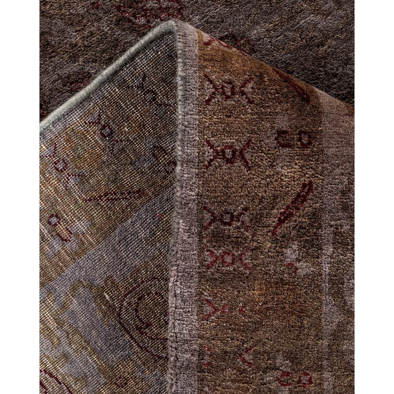 Overton Hand Knotted Wool Vintage Inspired Modern Contemporary Overdyed Gray Area Rug - 5' 10" x 9' 3"