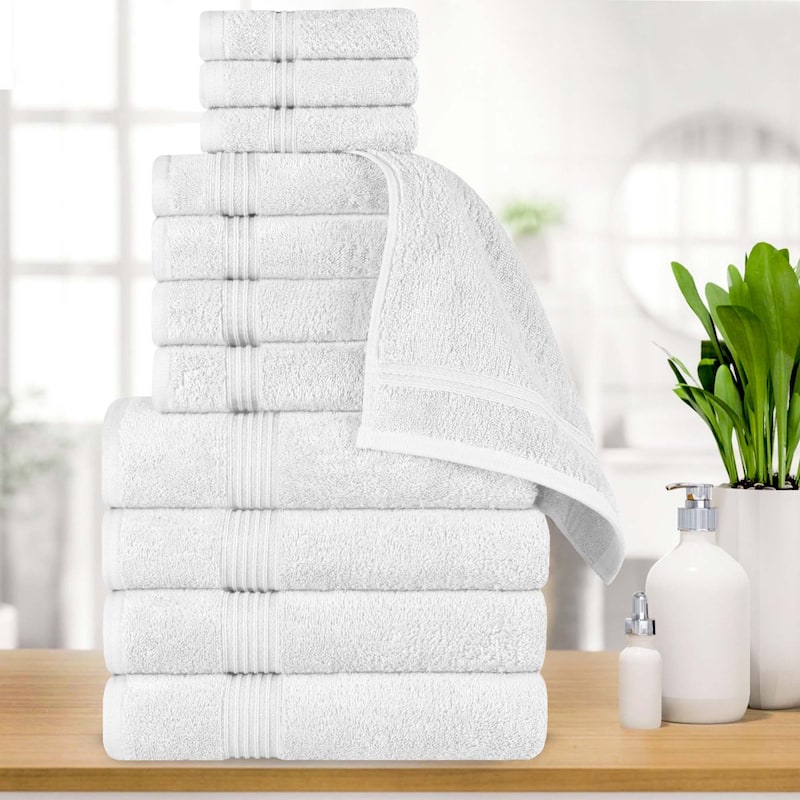 Superior Heritage Egyptian Cotton Heavyweight Bathroom Towel - Set of 12 - White