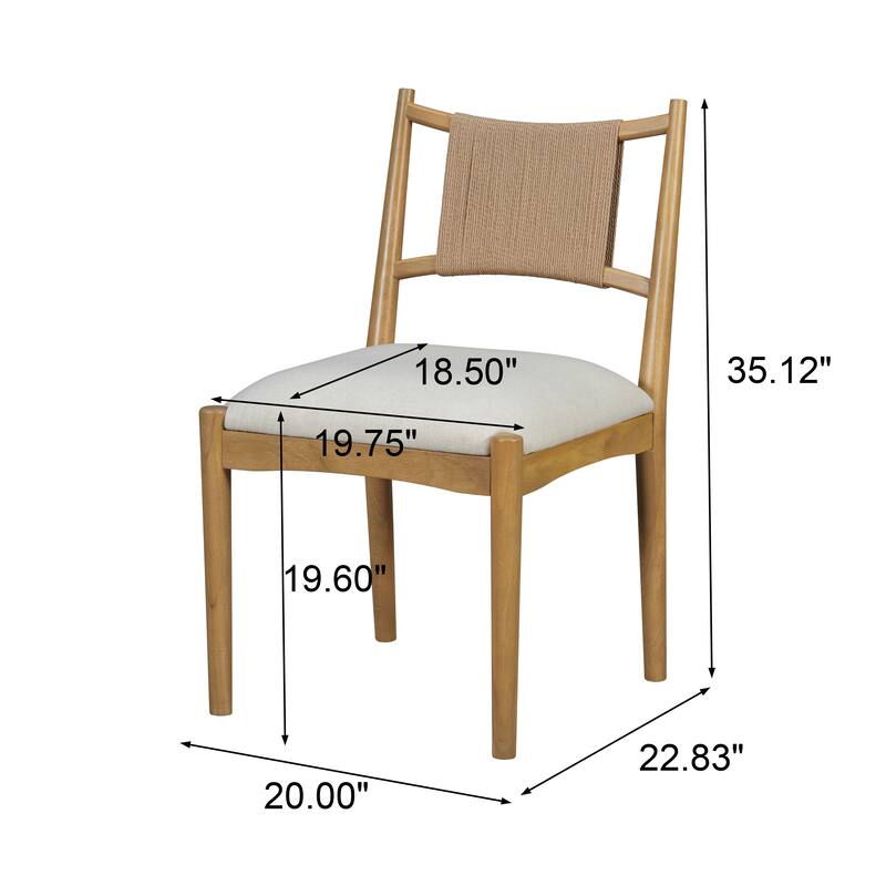 Christopher Knight Home - Mid-Century Set of 2 Upholstered Dining Chair with Woven Paper Rope Back