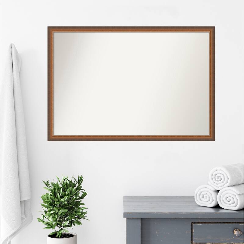 Two Tone Non-Beveled Wood Framed Bathroom Vanity Wall Mirror