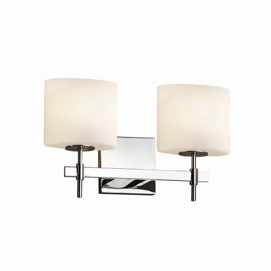 Justice Design Fusion Union 2-light Polished Chrome Bath Bar, Opal Oval Shade