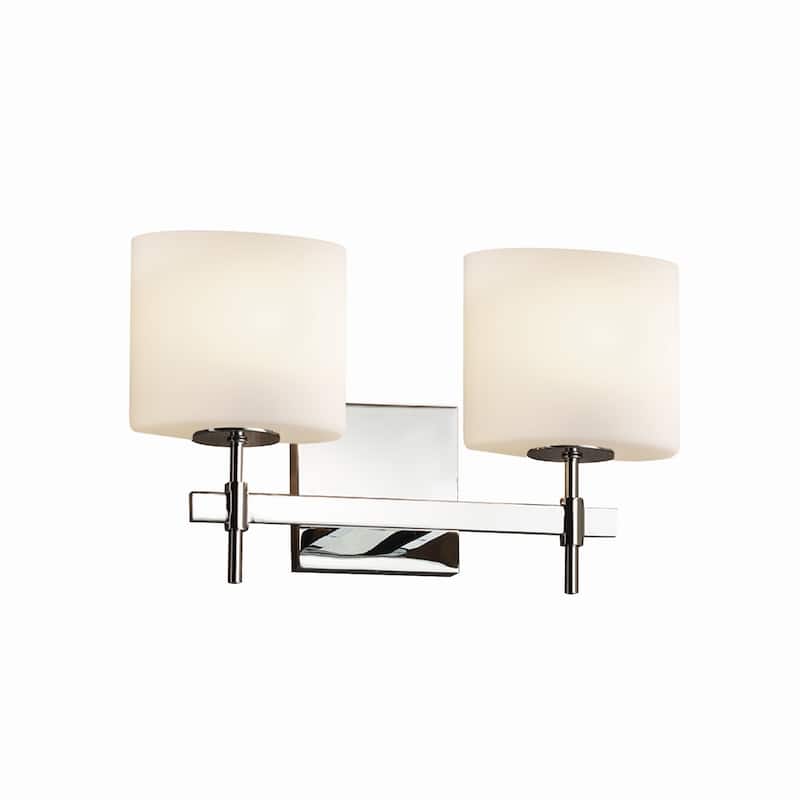 Justice Design Fusion Union 2-light Polished Chrome Bath Bar, Opal Oval Shade