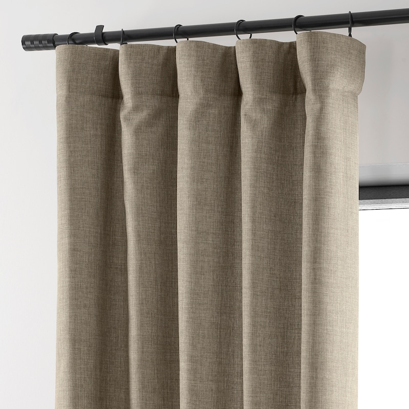 Exclusive Fabrics Italian Faux Linen Room Darkening Curtains (1 Panel) - Sophisticated Drapery for Versatile Décor - 50 X 108 - Hummingbird Brown