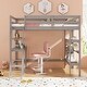 preview thumbnail 5 of 18, Gymax Twin Size Solid Wood Loft Bed w/ Desk & Bookshelves Ladder &