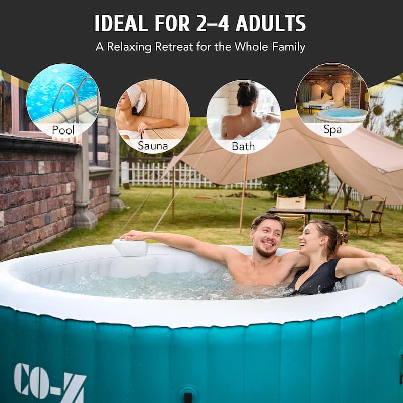 CO-Z Round Inflatable Hot Tub, 4 Person Blow Up Portable Hot Tub