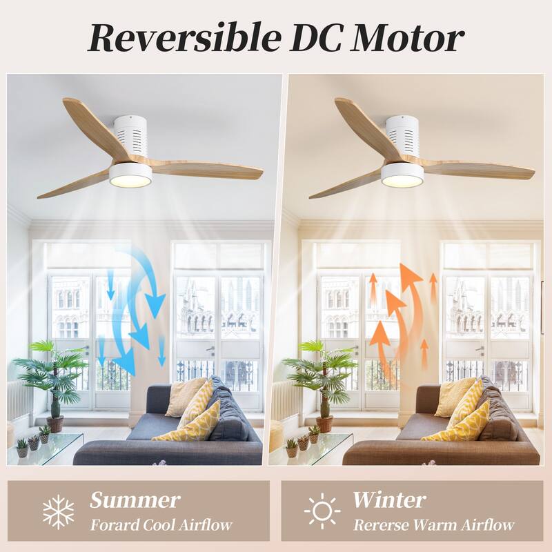 Sofucor 52 Inch Light Luxury Walnut Style Solid Wood Ceiling Fan with Remote Control,Adjustable lighting,Smart Optional