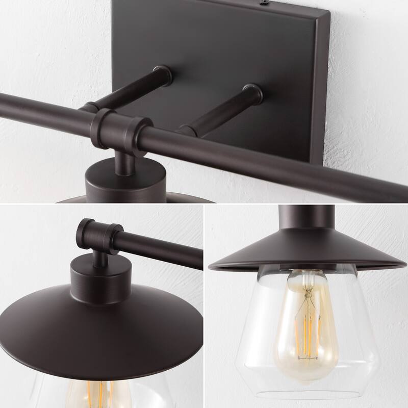 Ellis 26" 3-Light Farmhouse Cottage Vanity Light with Bathroom Hardware Accessory Set, (5-Piece) by JONATHAN Y