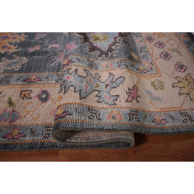 All-Over Floral Oushak Indian Area Rug Handmade Wool Carpet - 8'0"x 9'10"