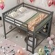 preview thumbnail 15 of 26, Full Size Loft Bed With 8 Open Storage Shelves Snd Built-in Ladder for Home
